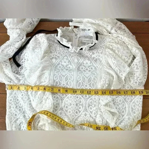 Amaryllis Lace High Neck Blouse Ruffles Long Sleeve New Romantic Sheer - Picture 13 of 15